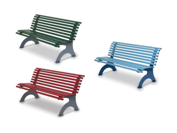 Giochipark Panca Kate 552 metallo zincato schienale verniciata forno 150x65x75h colori vari