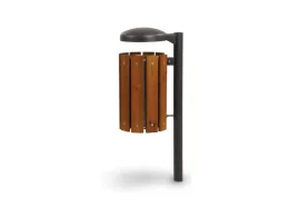 Giochipark Cestino Fiuggi 609 Giochipark acciaio zincato 28L Ø31x48h con tettuccio e legno