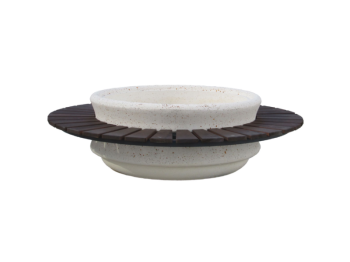 Giochipark Selene planter 1644 Giochipark béton faux marbre banc bois Ø170x65h